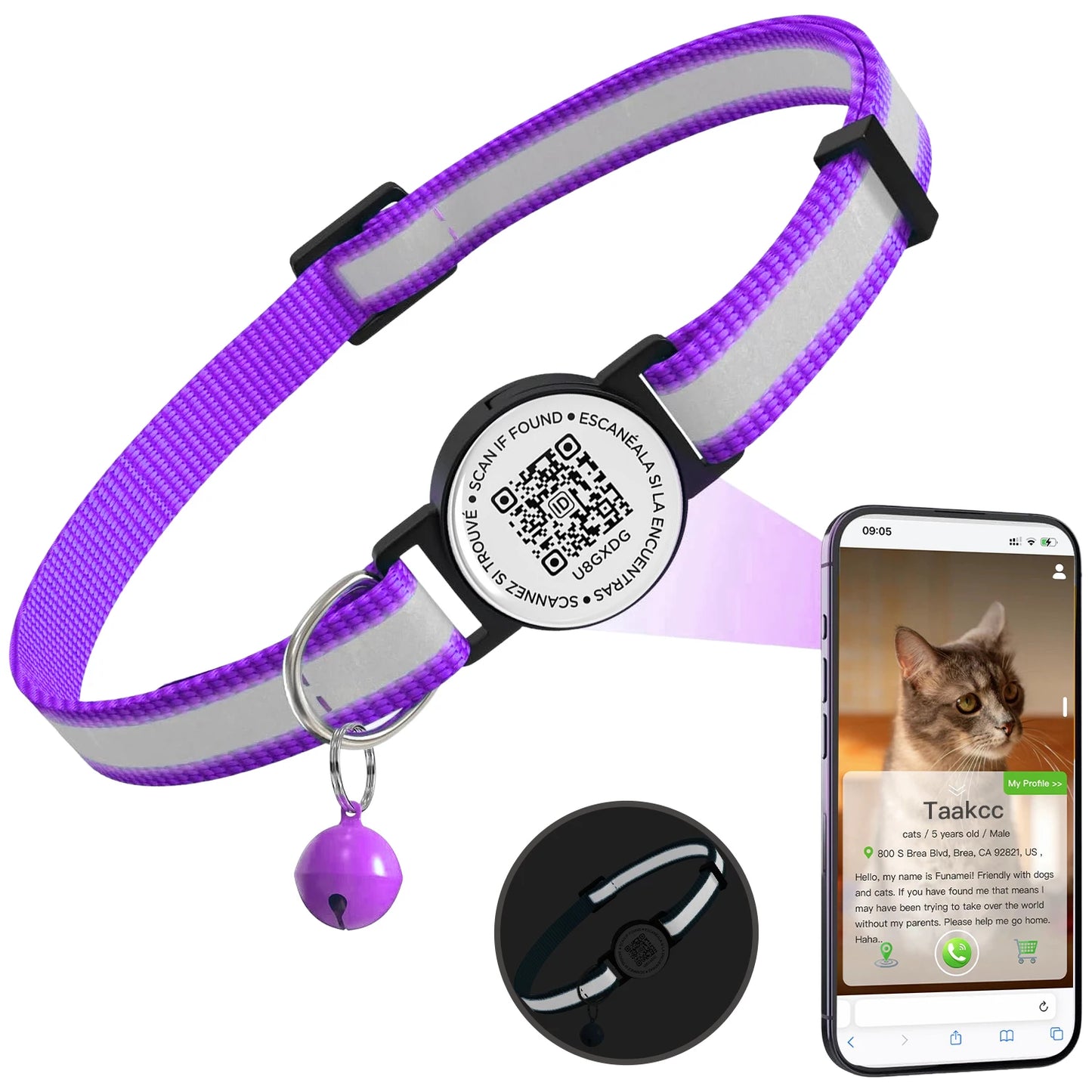 05-Collare per Gatti con QR Code e Fibbia di Sicurezza Breakaway