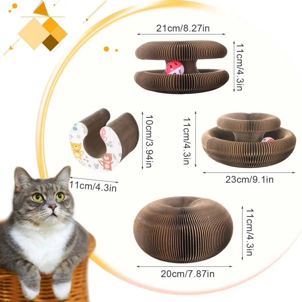 04-Interactive Round Cardboard Cat Toy and Scratching Post