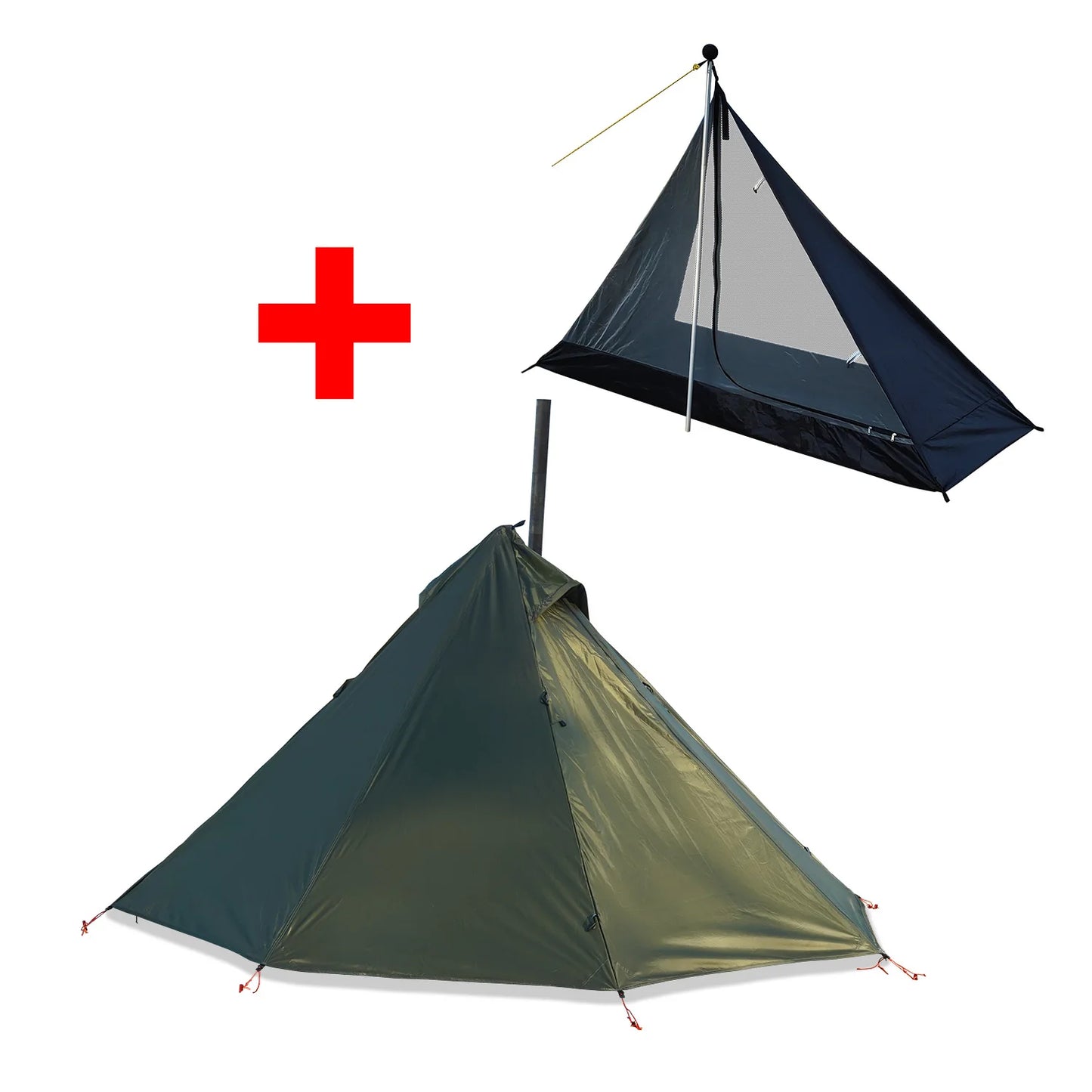 00-Tenda Bushcraft 1 Persona  Calda Doppia Parete Impermeabile