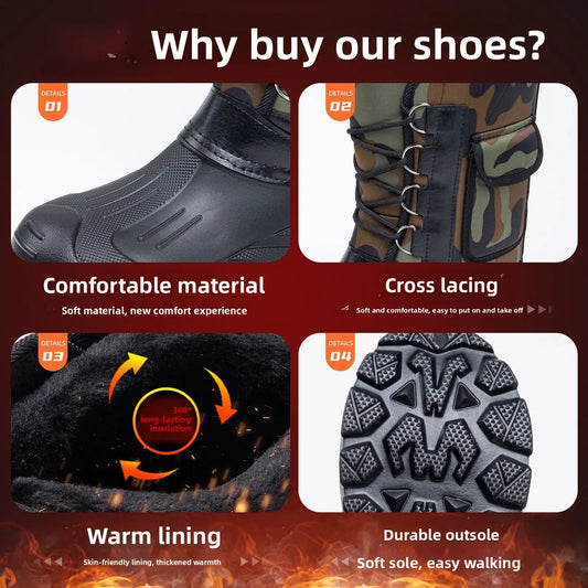 00-Stivali in cotone slip-on antiscivolo impermeabili.