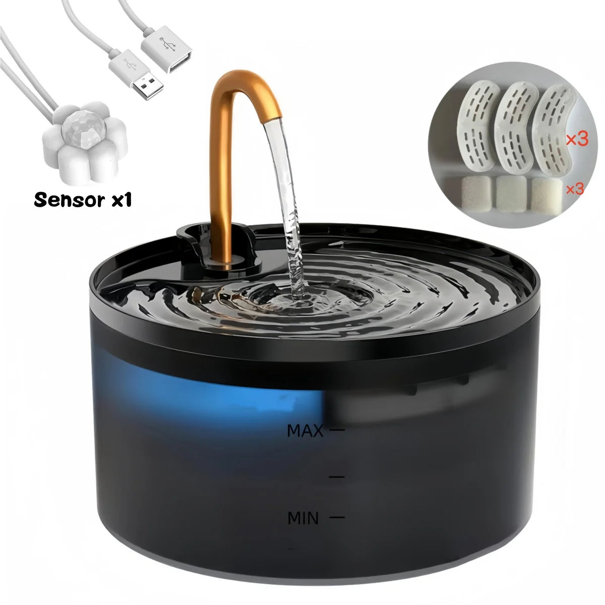 001-aDispenser automatico |Fontana  di acqua per cani e gatti