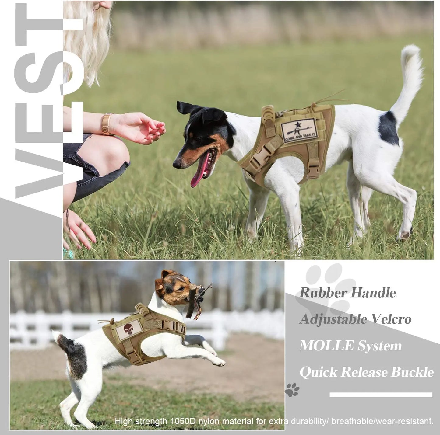 03-Adjustable Tactical Vest for Small Dogs – Outdoor &amp; Training