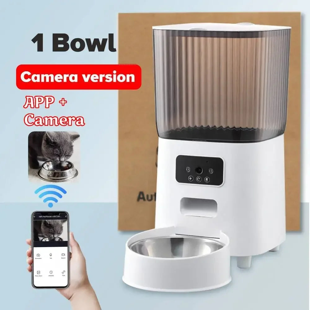 11-Dosatore Cibo Smart 5L con Telecamera per Gatto/Cane | Timer Wi-Fi