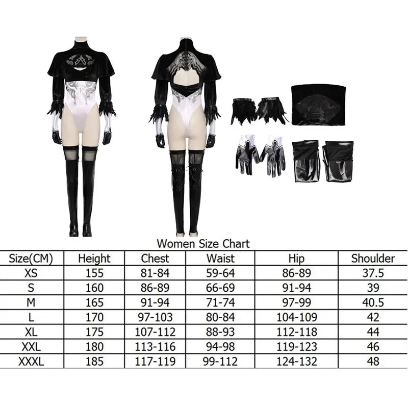 90-NieR Automata 2B Cosplay Costume Women's Jumpsuit Halloween