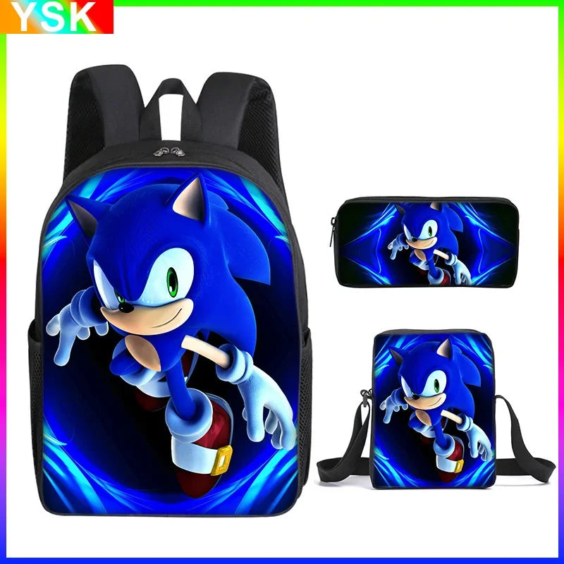 01-Set Sonic Cartoon Anime Backpack Suitable for School