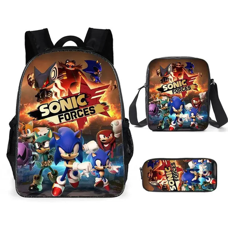 01-Set Sonic Cartoon Anime Backpack Suitable for School