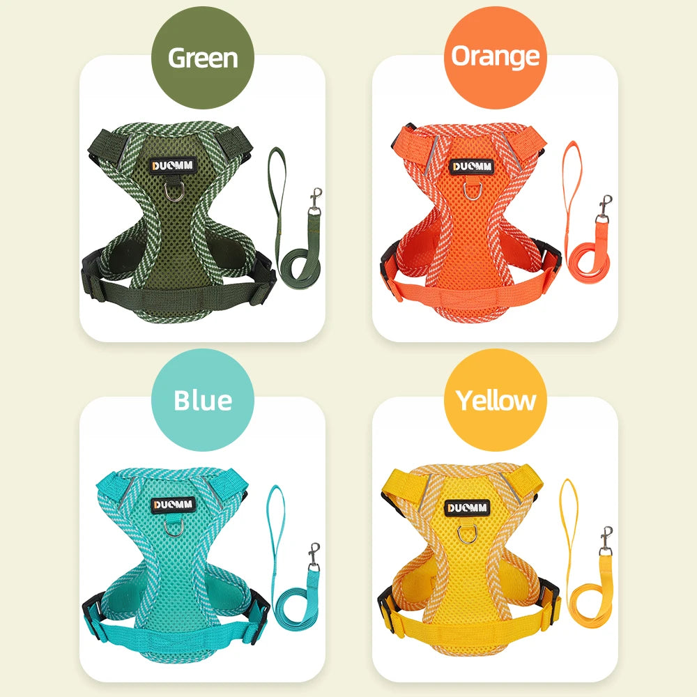 03-Breathable harness with leash for small dogs and puppies