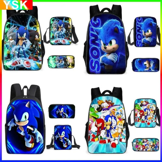 01-Set Zaino Sonic Cartoon Anime adatto per la scuola