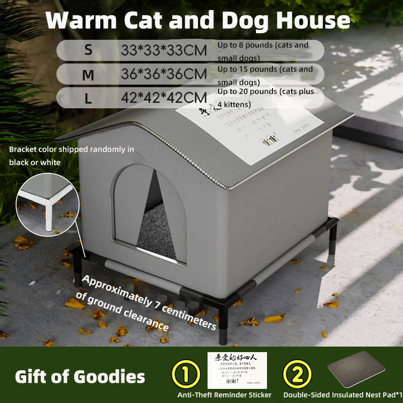 10-All-Season Waterproof Outdoor Pet House for Cats and Dogs