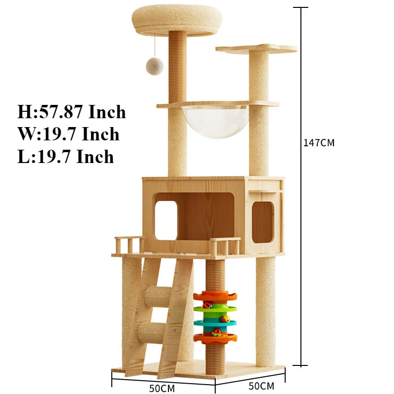 001-Multi-Level Cat Scratching Post with Platforms and Sisal