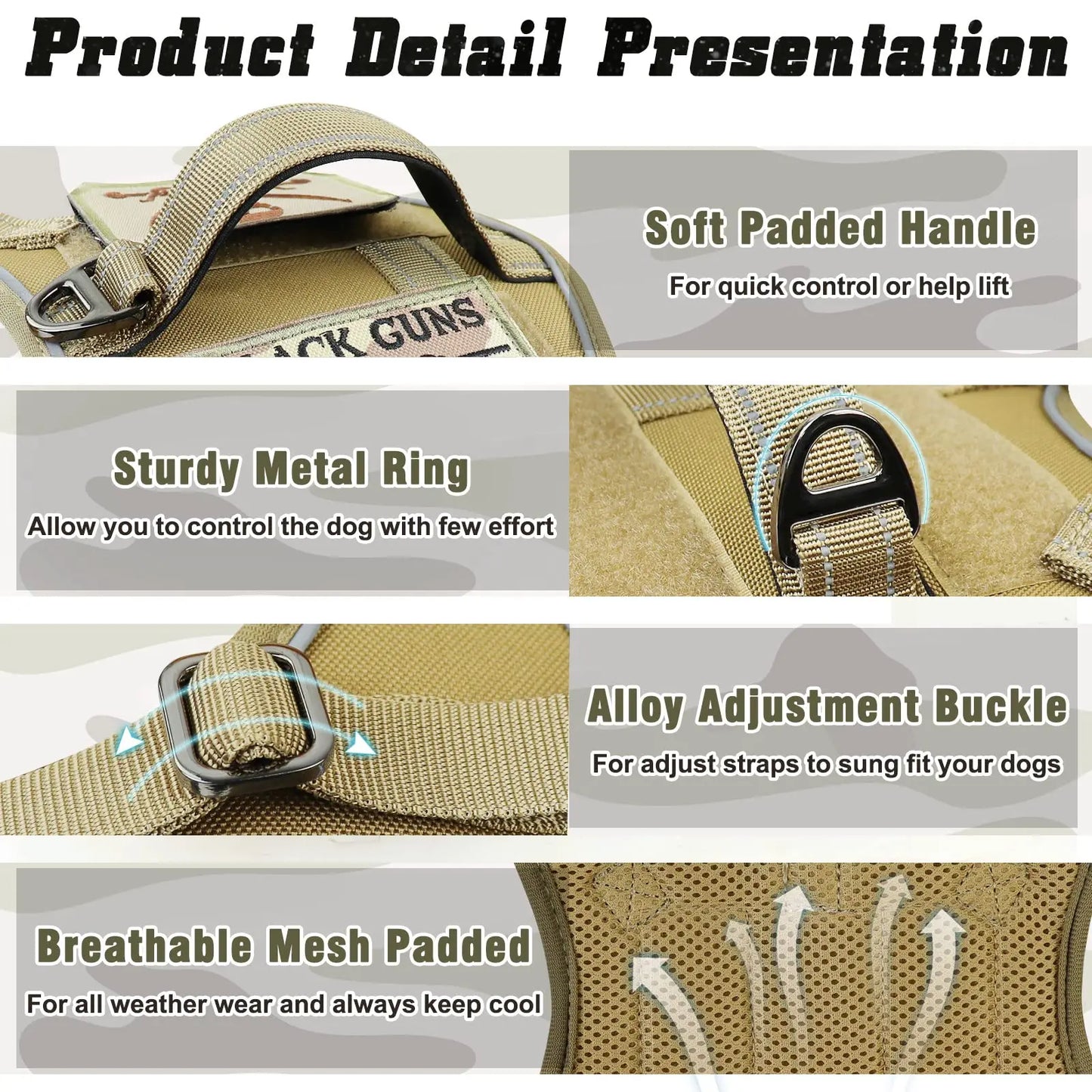 03-Tactical Harness for Small Dogs – Adjustable and Reflective