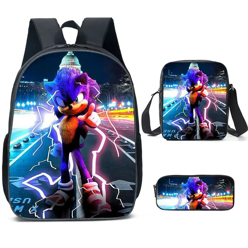 01-Set Sonic Cartoon Anime Backpack Suitable for School