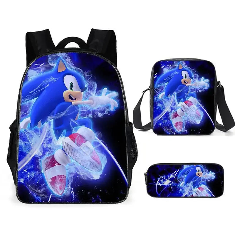 01-Set Sonic Cartoon Anime Backpack Suitable for School