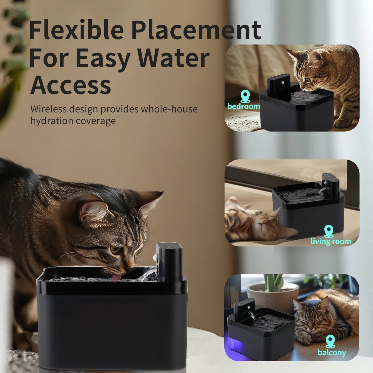 001-Automatic Water Dispenser for Cats – Wireless &amp; Smart