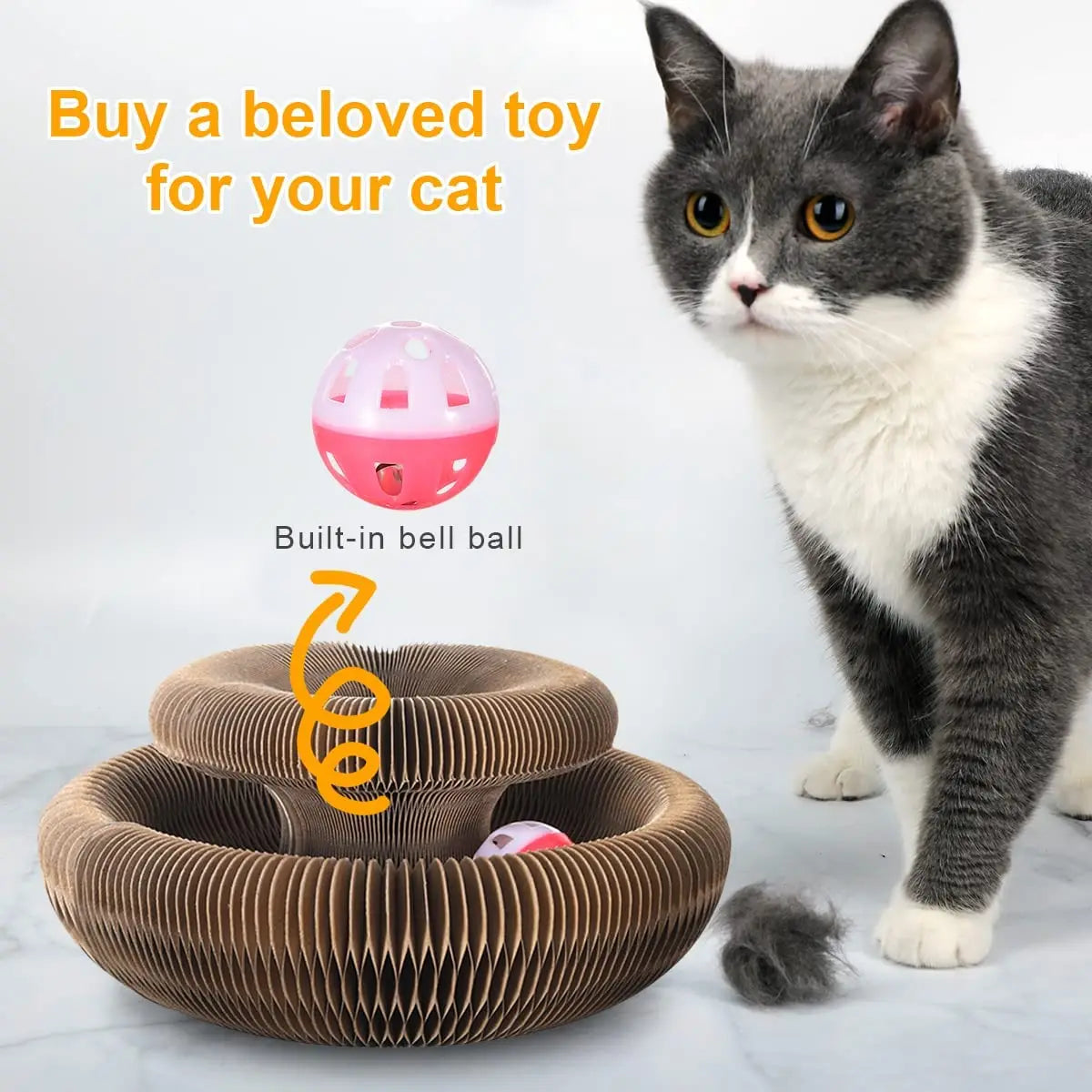 04-Interactive Round Cardboard Cat Toy and Scratching Post