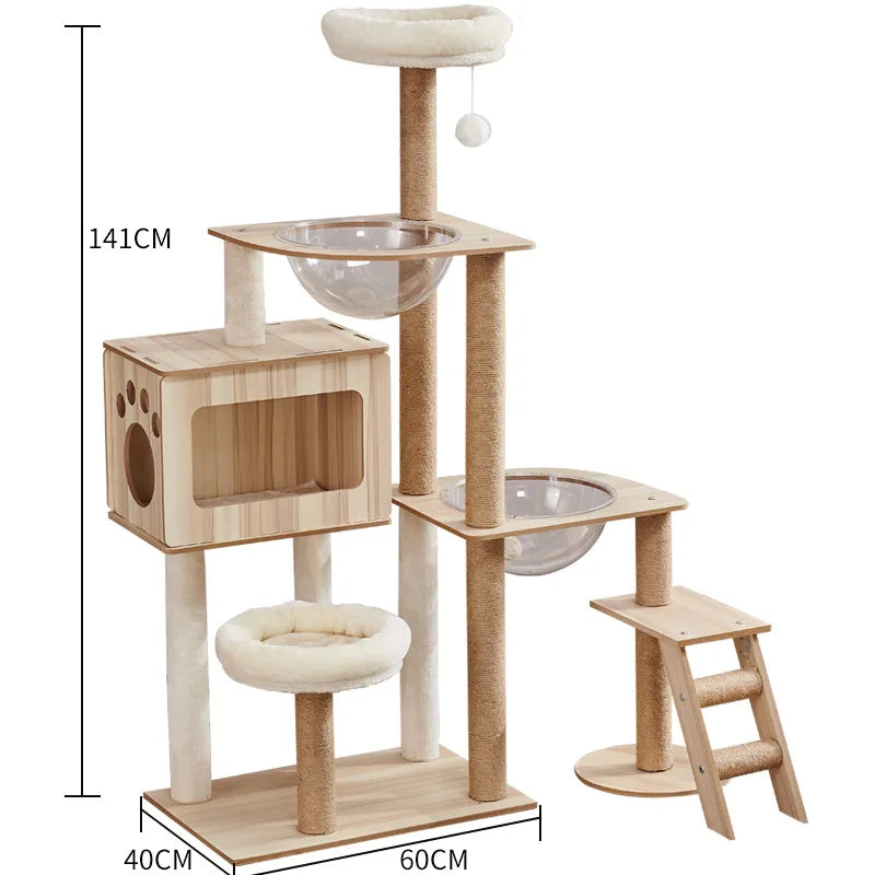 001-Multi-Level Cat Scratching Post with Platforms and Sisal