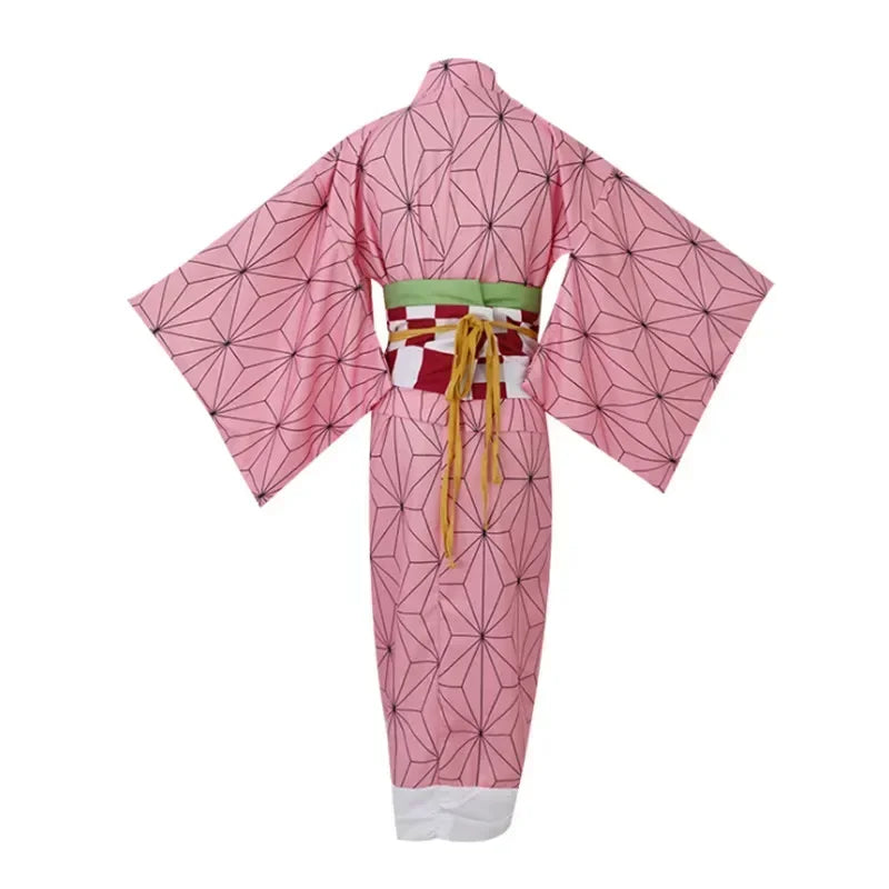 90-Demon Slayer Nezuko Kamado Cosplay Kimono Women Halloween