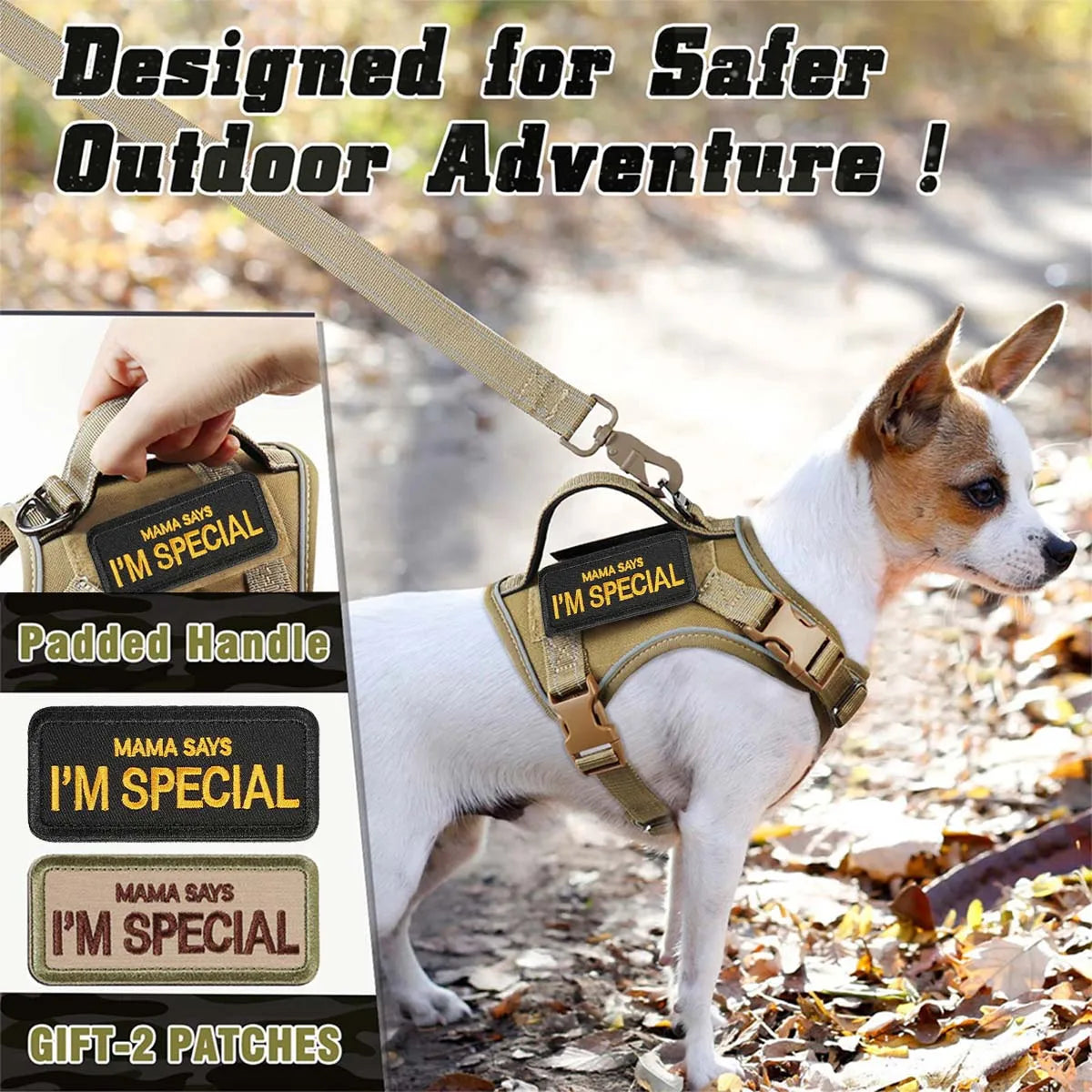 03-Tactical Harness for Small Dogs – Adjustable and Reflective