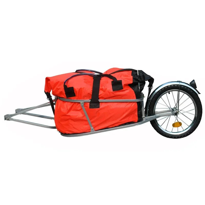 00-aRimorchio Bici Monoruota con Borsa Impermeabile Arancio - 30kg