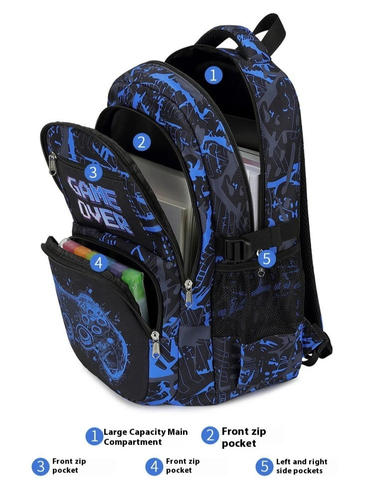 01-3 Piece Backpack for Boys with Lunch Bag and Pencil Case for School