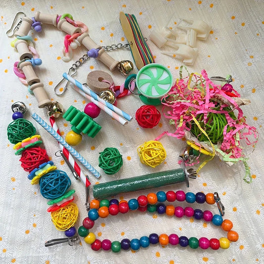 04-Kit Giocattoli per Uccelli – Posatoi, Altalene e Divertimento