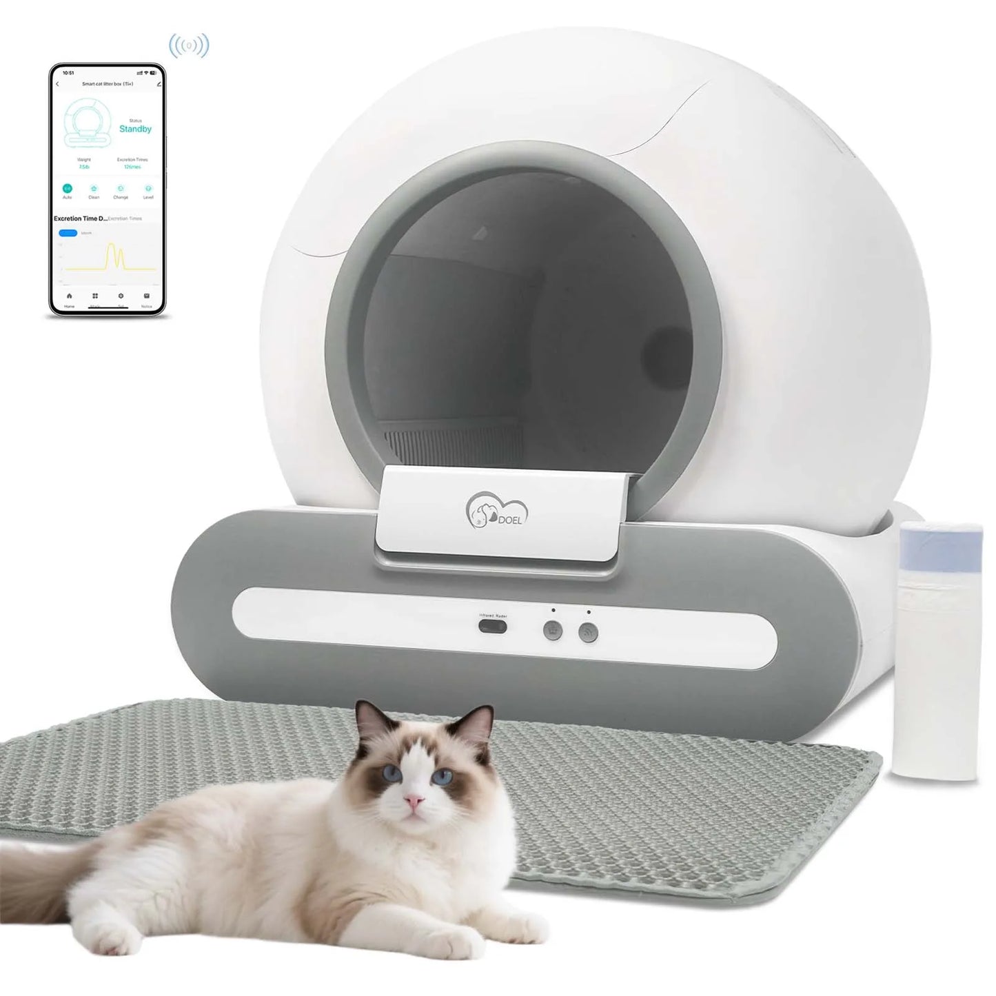15-Lettiera Gatti Autopulente Wi-Fi 2,4GHz 56L 🐱