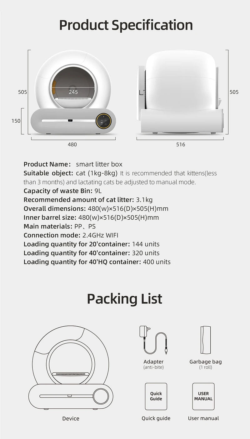 15-Automatic self-cleaning litter box.