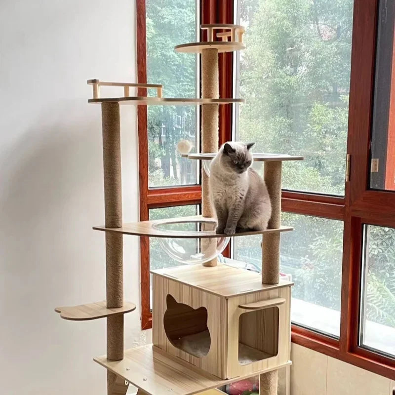 001-Multi-Level Cat Scratching Post with Platforms and Sisal