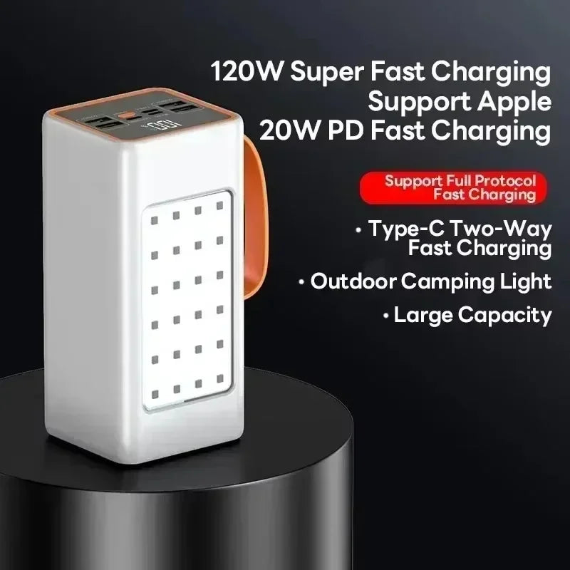 00-aPower Bank Outdoor Alta Capacità 120W - Ricarica Rapida Solare LED