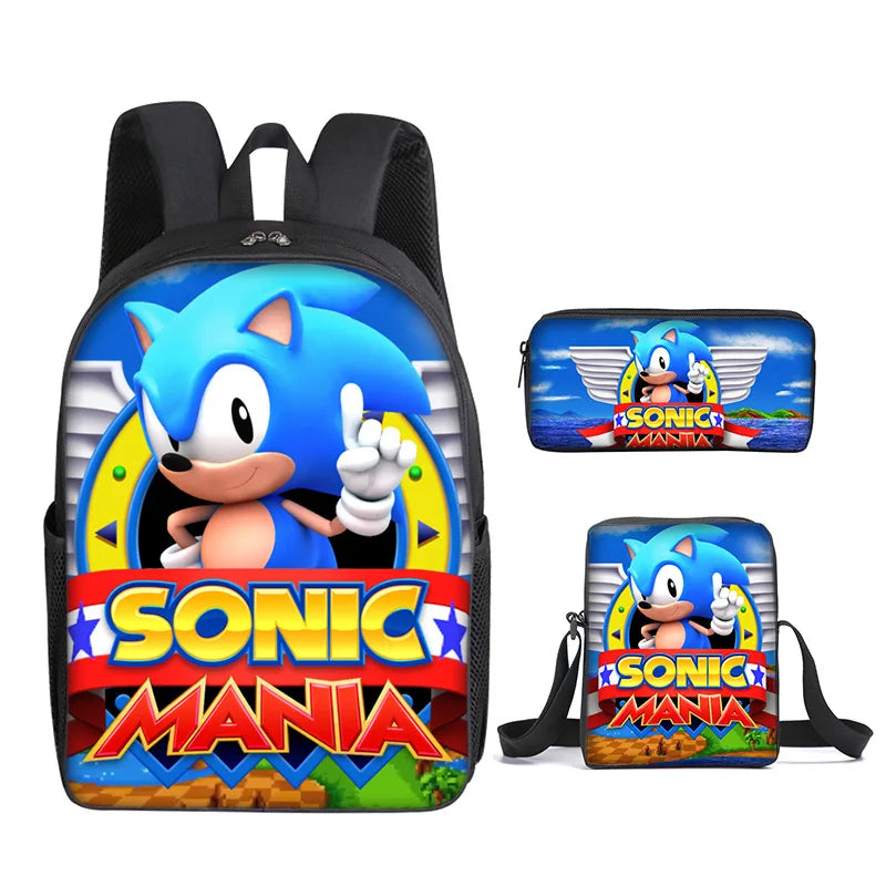 01-Set Sonic Cartoon Anime Backpack Suitable for School