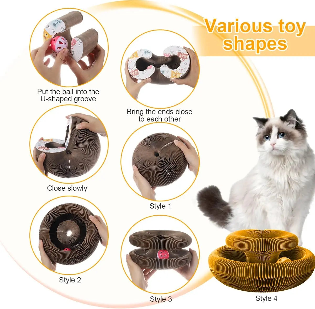 04-Interactive Round Cardboard Cat Toy and Scratching Post