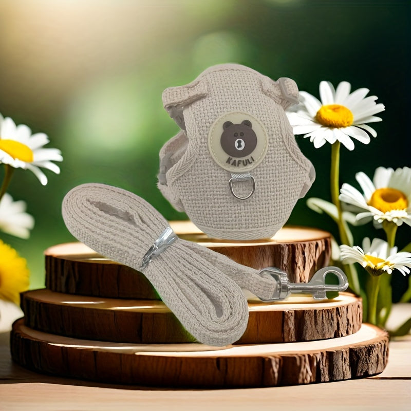 03-Set Harness + Leash Teddy Bear – Soft and Breathable