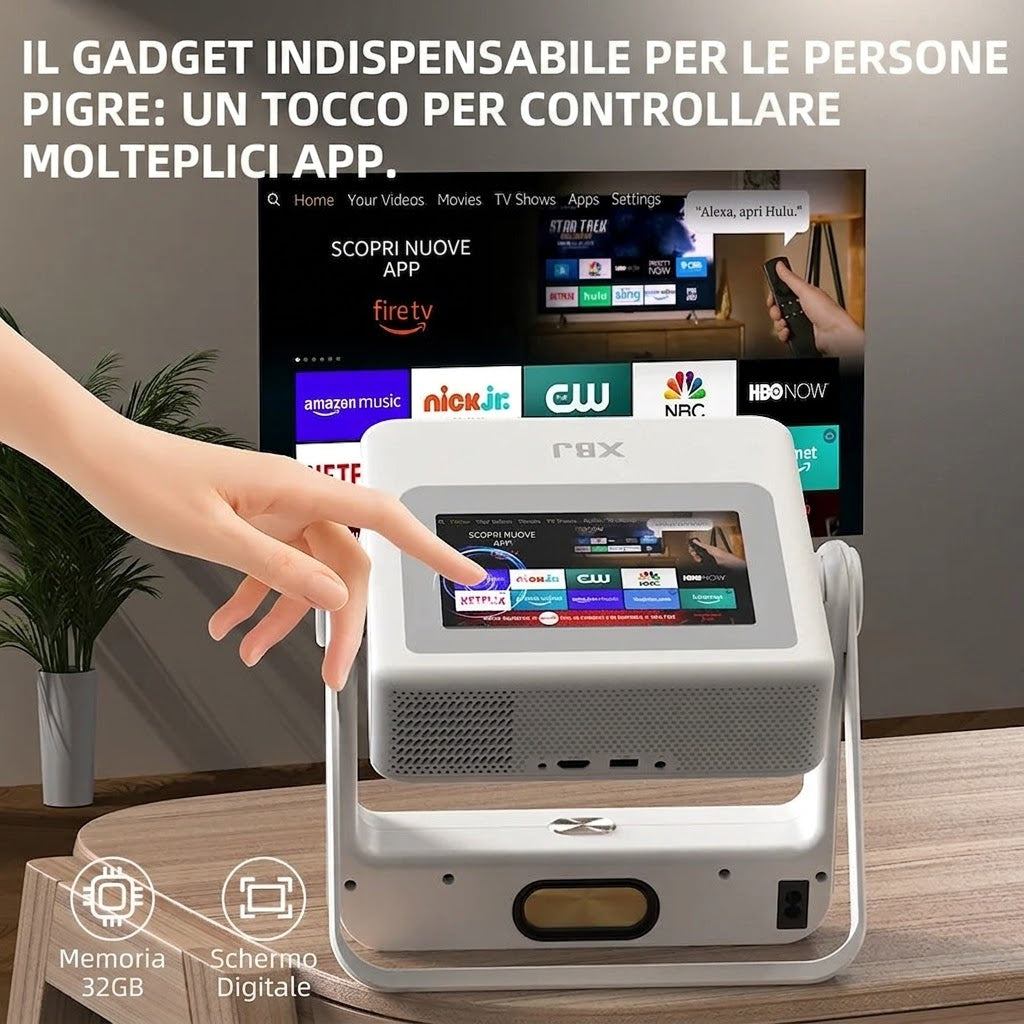 0-Proiettore Smart XBJ A5 Pro 4K WiFi 6 Touchscreen 1080P