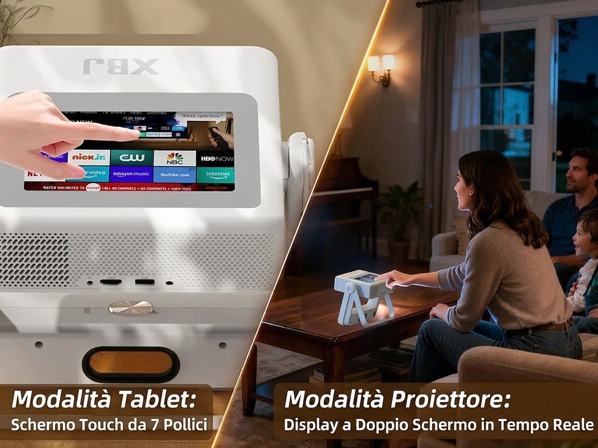 0-Proiettore Smart XBJ A5 Pro 4K WiFi 6 Touchscreen 1080P