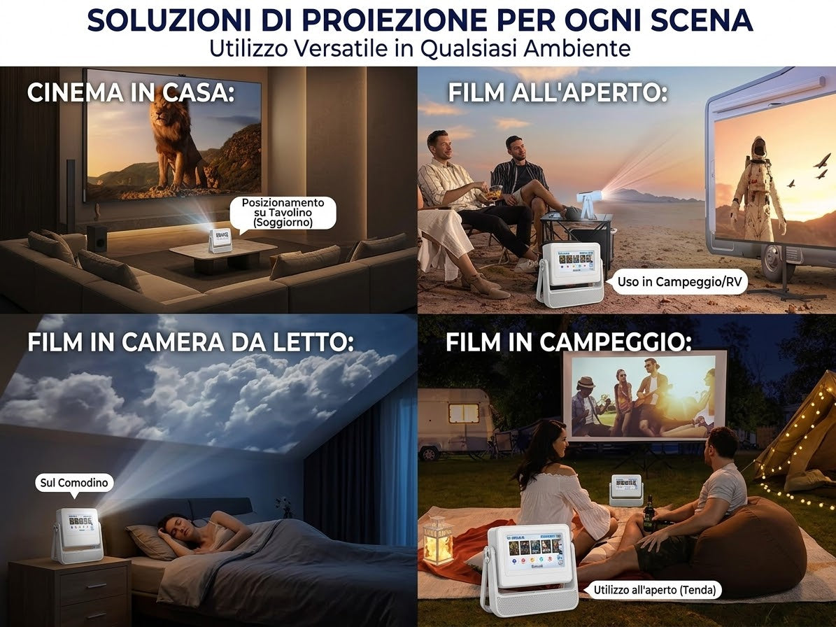 0-Proiettore Smart XBJ A5 Pro 4K WiFi 6 Touchscreen 1080P